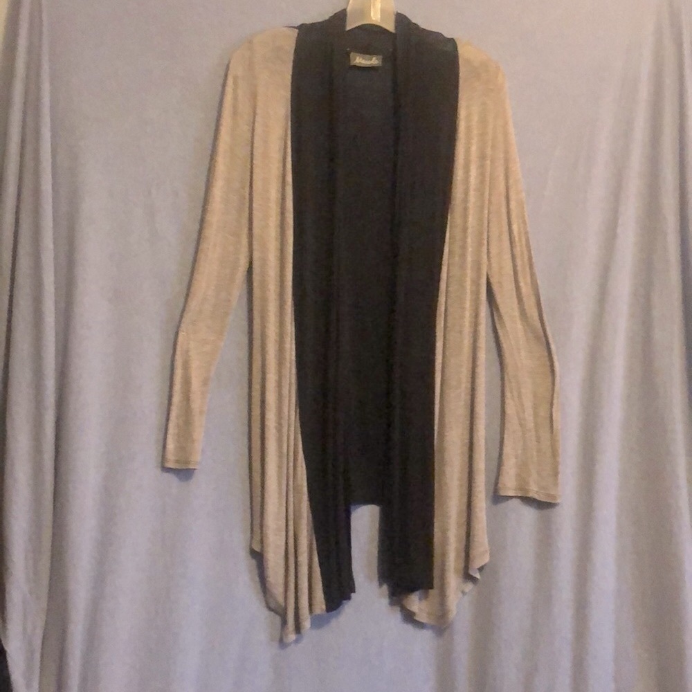 Maude gray/black open front lightweight knit cardigan size medium